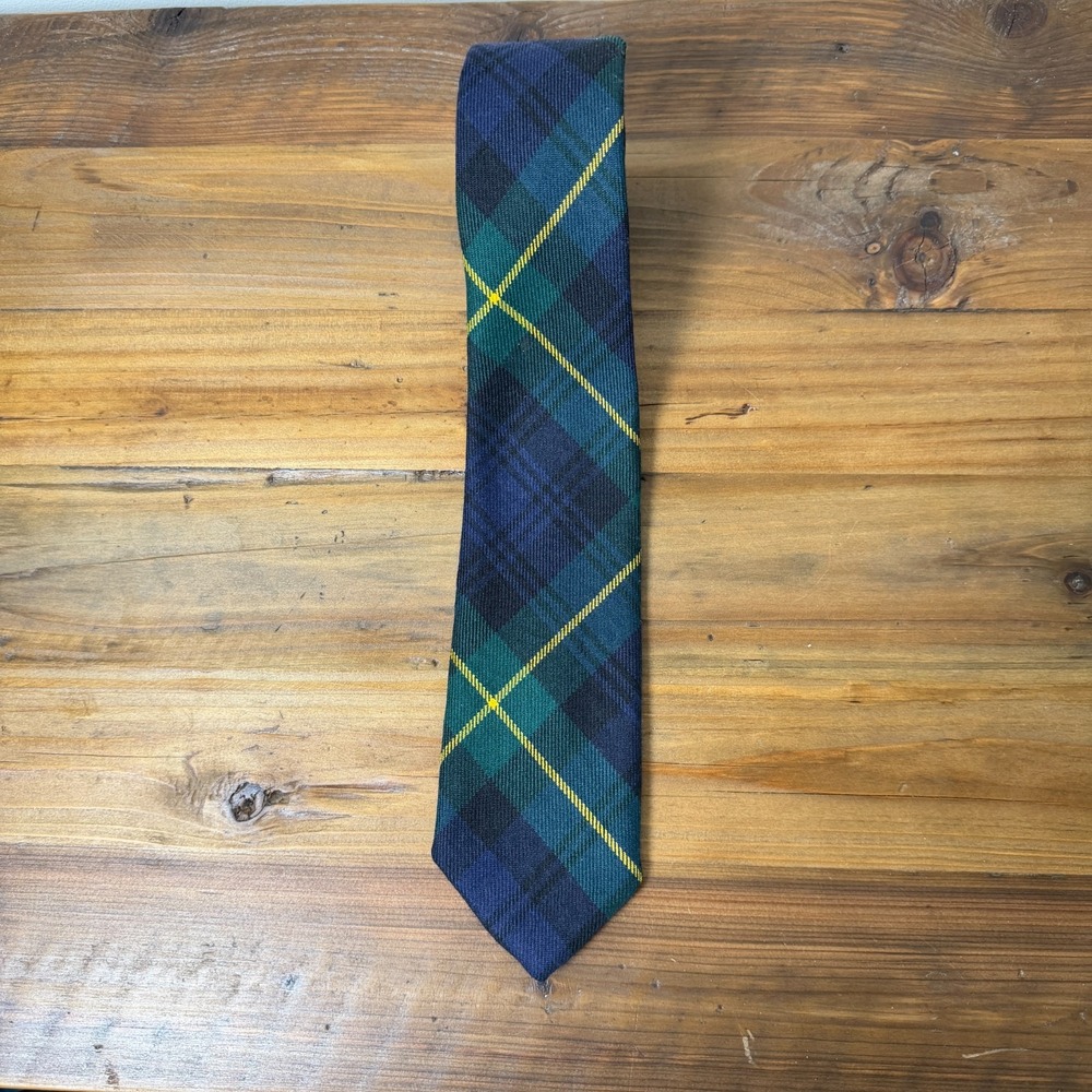 Lochcarron Scotland Black Watch Tartan Wool Tie Made in UK Preppy Heritage